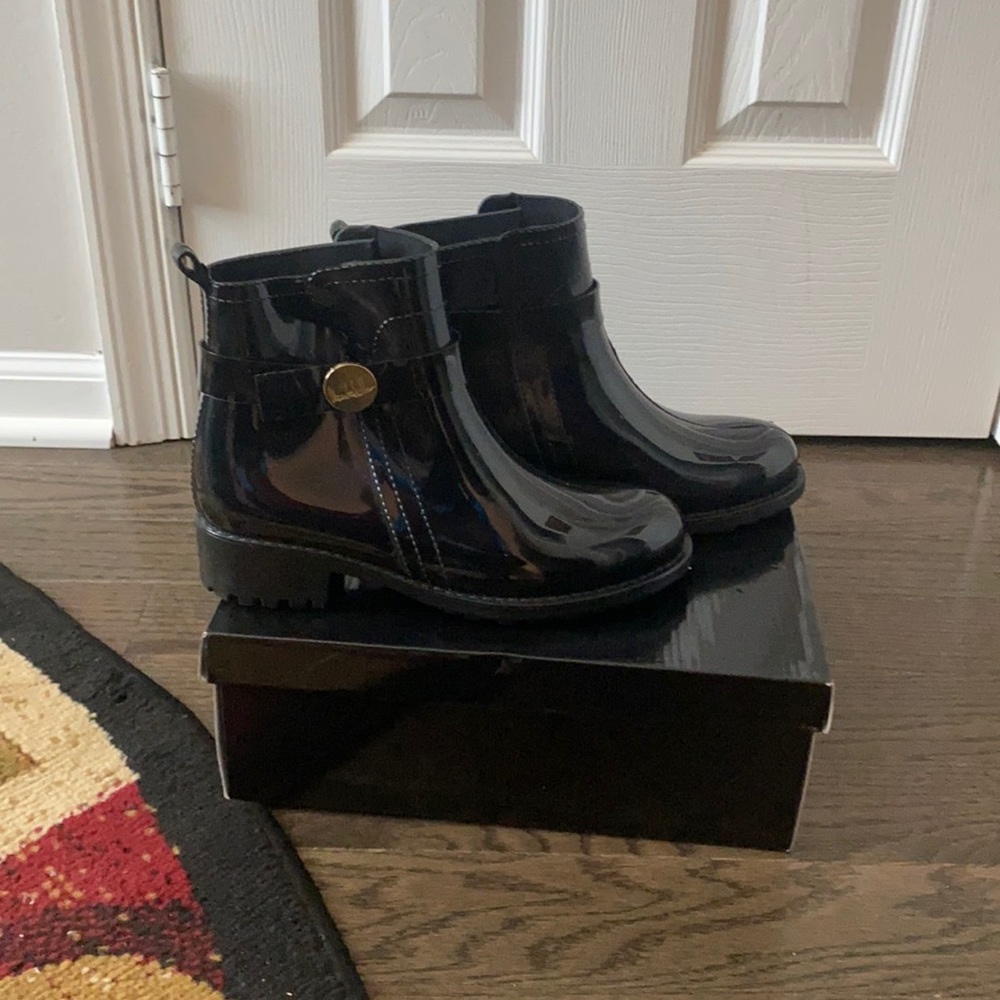 Nicole Miller Rain Boots with gold embellishments